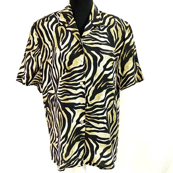 City Slick Tan and Black Tiger Print Button Up - Picture 2 of 8